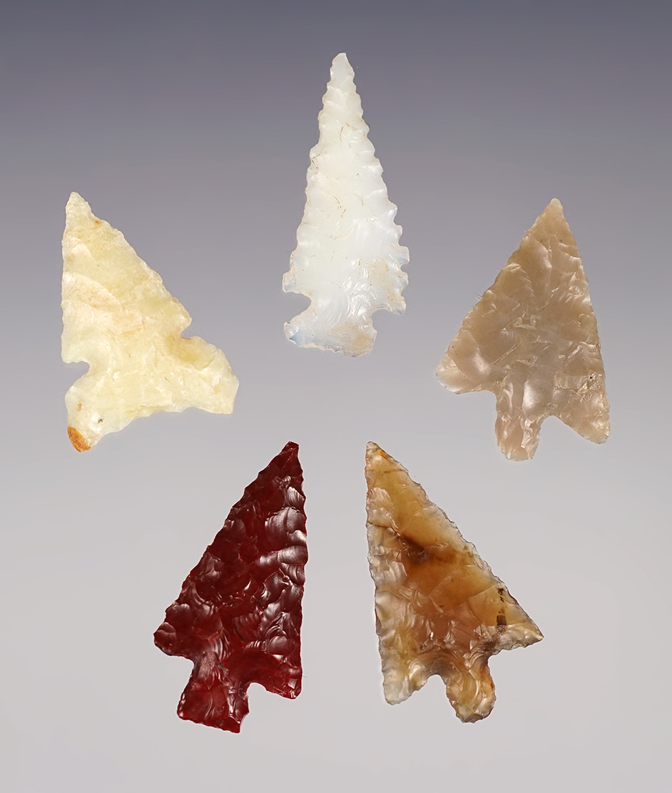 Set of 5 finely made Gempoints found near the Columbia River, Washington. Ex. Norma Berg.