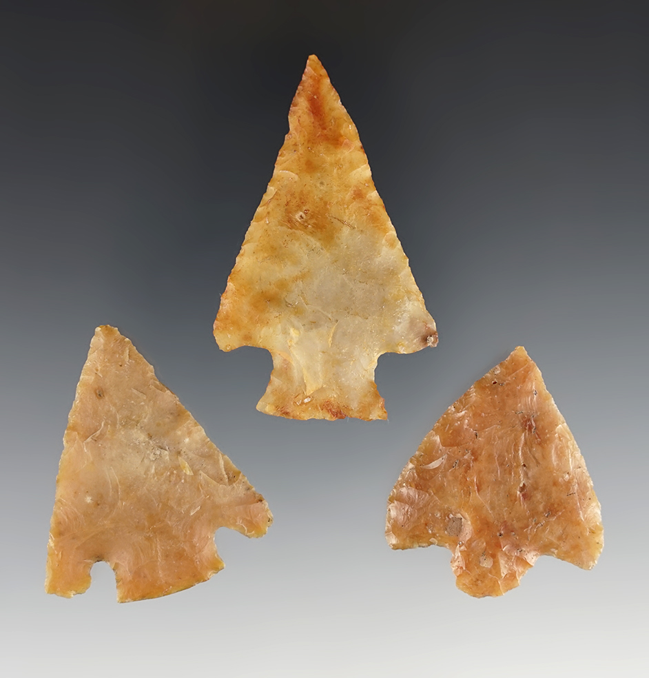 Set of three colorful Florida points in nice condition. The largest is 2 3/8".