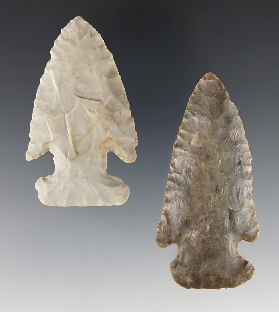Pair of classic Ohio Thebes points. One is an E-Notch. Both are in excellent condition.