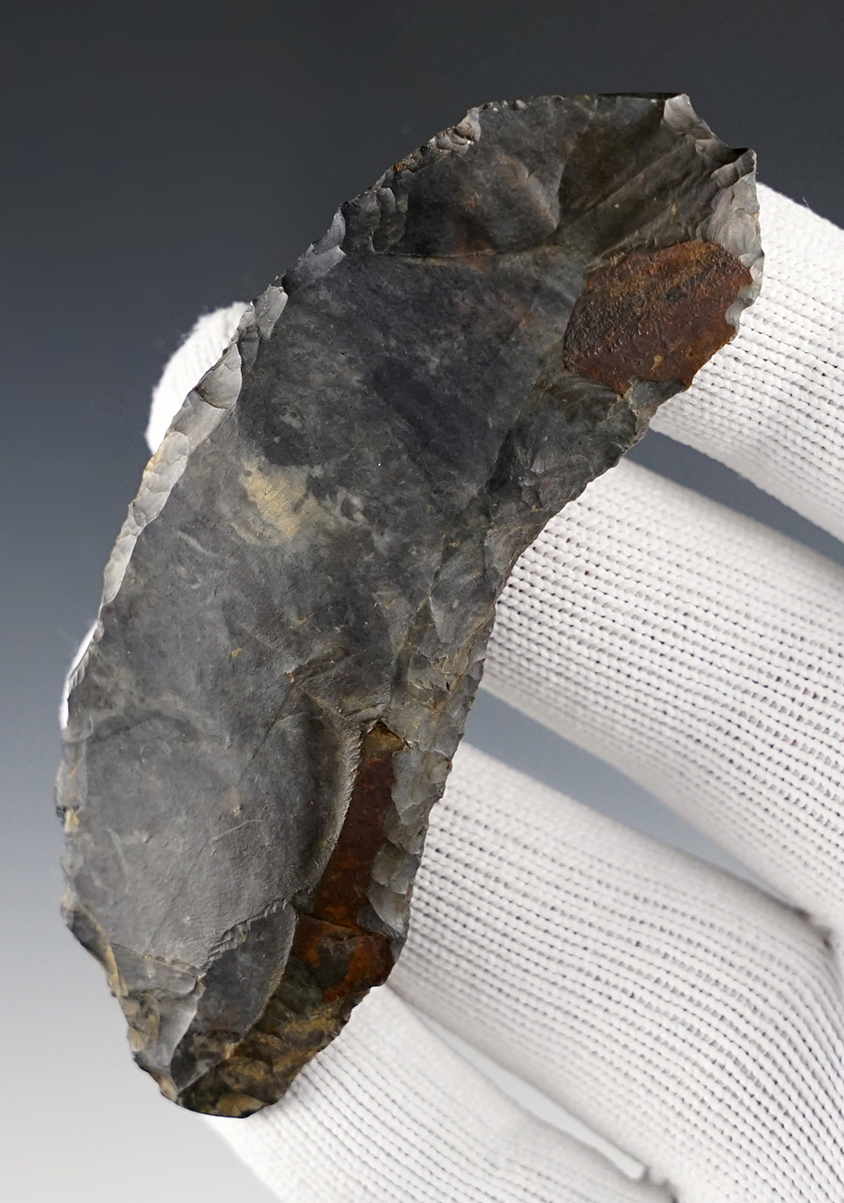 Well made 3 1/2" Paleo Uniface Knife made from Coshocton Flint. Found in Summit Co., Ohio.