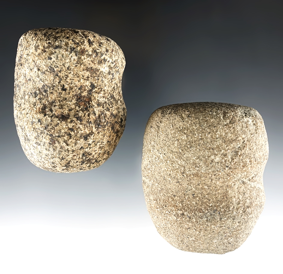 Pair of well styled 3/4 grooved hammerstones. Largest is 3" in found in Marion County Ohio.