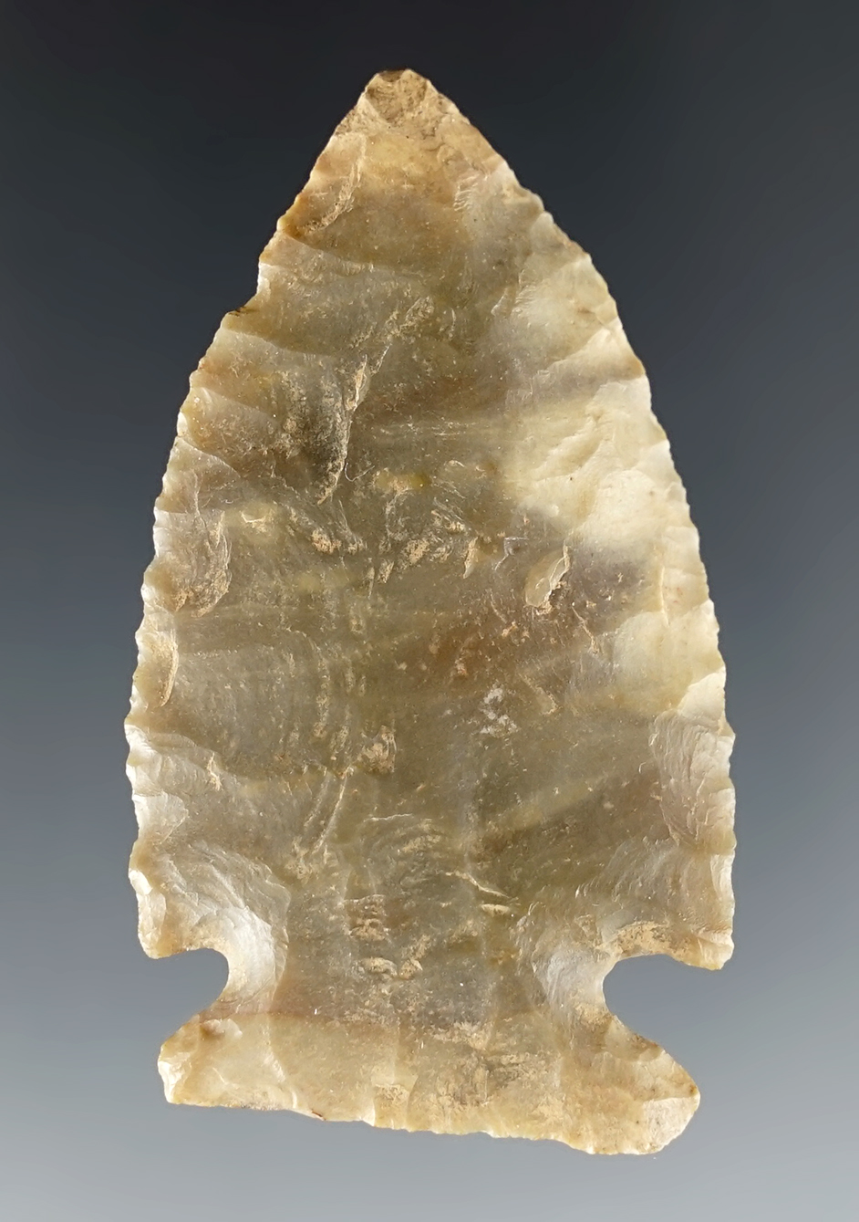 2 3/16" Archaic Stilwell made from nice qaulity semi-translucent Flint. Found in Ohio.