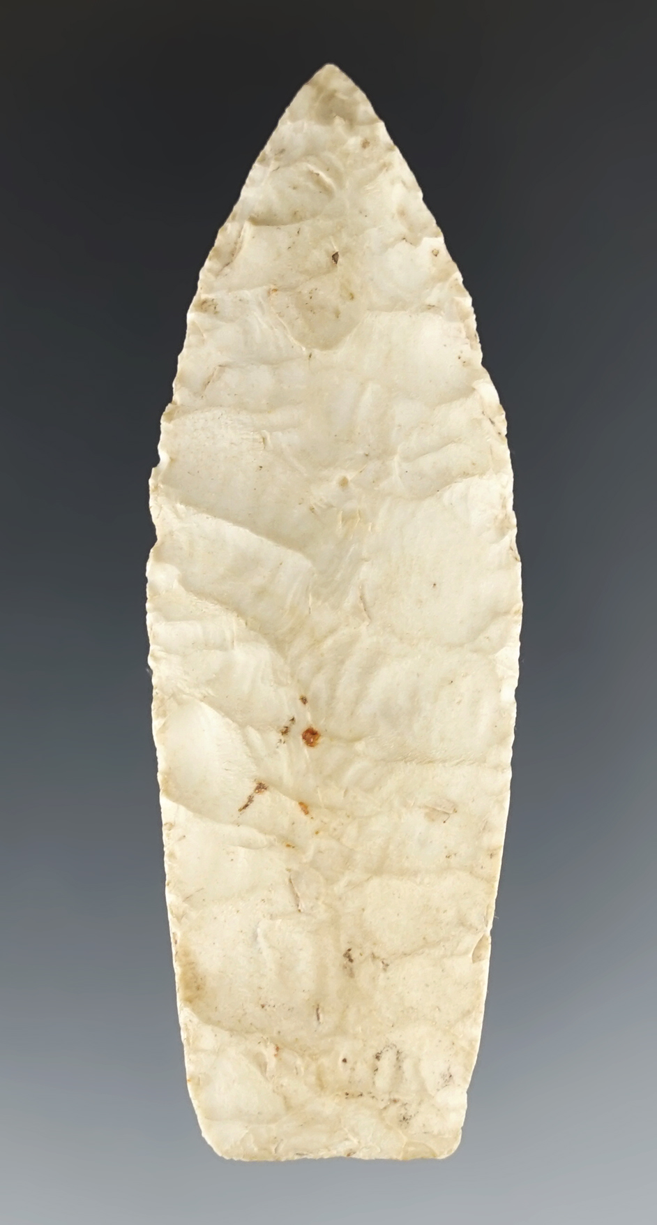 Fine 2 3/4" Agate Basin made from Burlington Chert. Found in the Missouri/Illinois area.